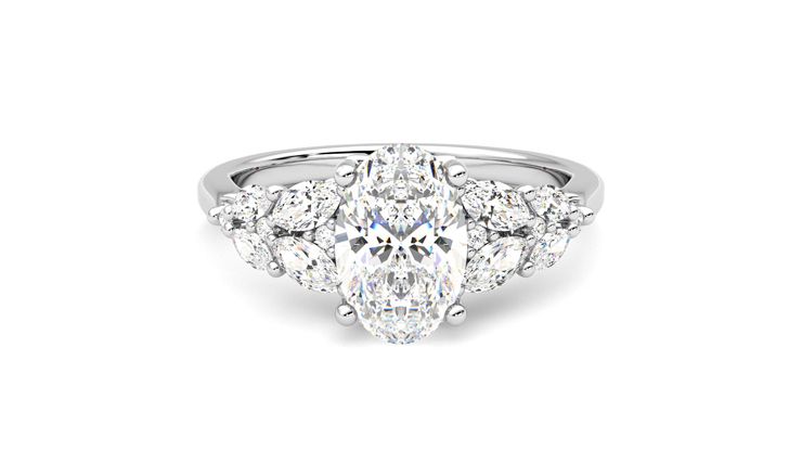 Taylor & Hart Cascade Oval Engagement Ring 360 degree image 0