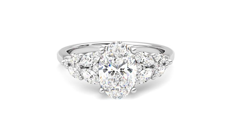 Taylor & Hart Cascade Oval Engagement Ring 360 degree image 1