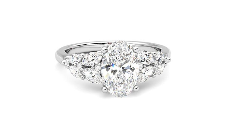 Taylor & Hart Cascade Oval Engagement Ring 360 degree image 2
