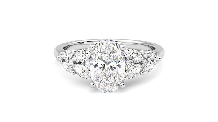 Taylor & Hart Cascade Oval Engagement Ring 360 degree image 29