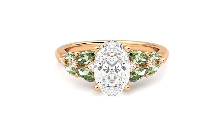 Taylor & Hart Cascade Oval Engagement Ring 360 degree image 0