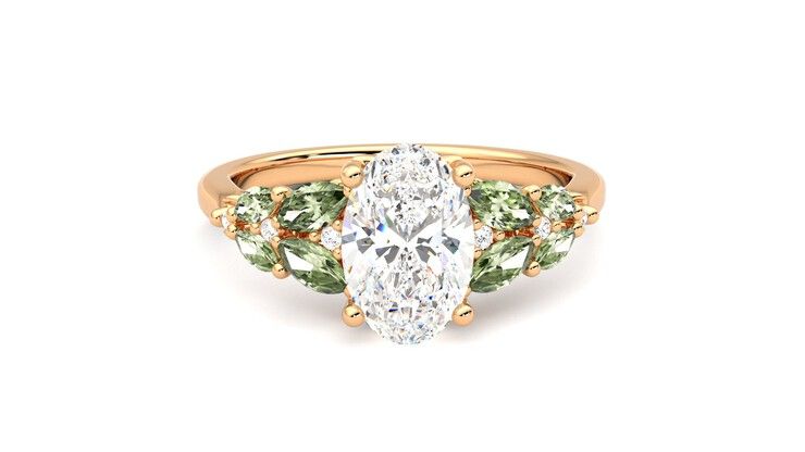 Taylor & Hart Cascade Oval Engagement Ring 360 degree image 1