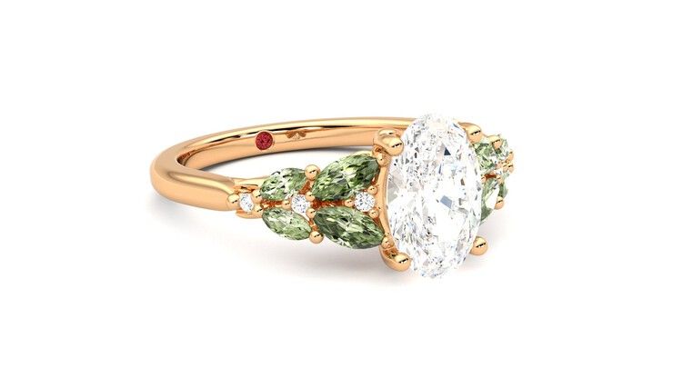Taylor & Hart Cascade Oval Engagement Ring 360 degree image 5