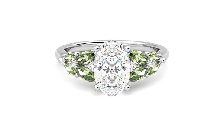 Taylor & Hart Cascade Oval Engagement Ring 360 degree image 0