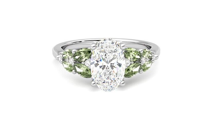 Taylor & Hart Cascade Oval Engagement Ring 360 degree image 1