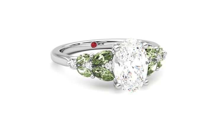 Taylor & Hart Cascade Oval Engagement Ring 360 degree image 4