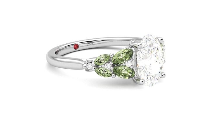 Taylor & Hart Cascade Oval Engagement Ring 360 degree image 6