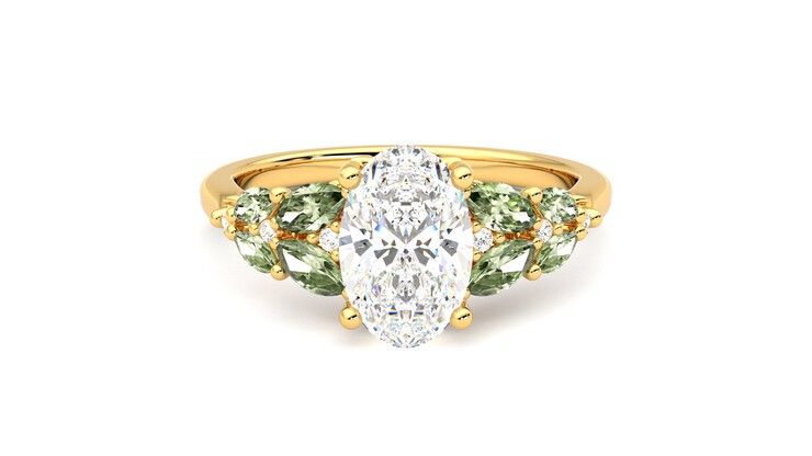 Taylor & Hart Cascade Oval Engagement Ring 360 degree image 0