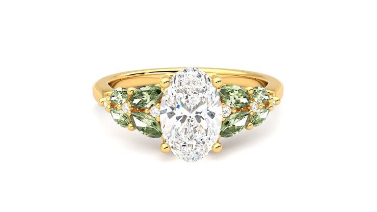 Taylor & Hart Cascade Oval Engagement Ring 360 degree image 1