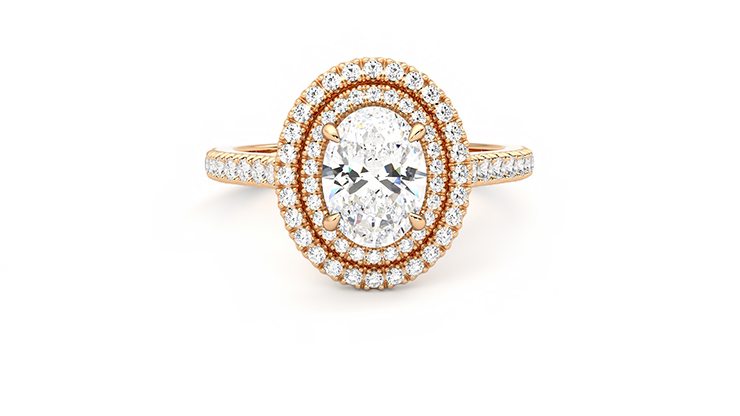 Oval double clearance halo ring