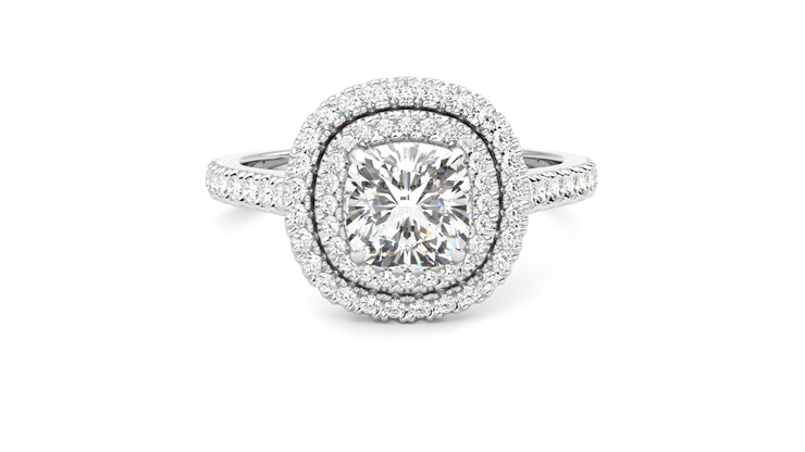 Taylor & Hart Celestial Cushion Engagement Ring 360 degree image 1