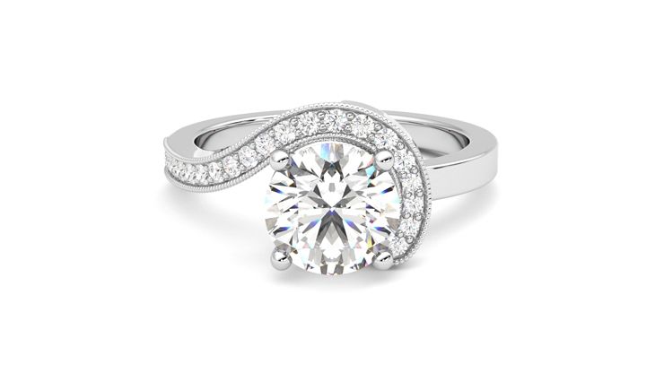 Taylor & Hart Comet Round Engagement Ring 360 degree image 0
