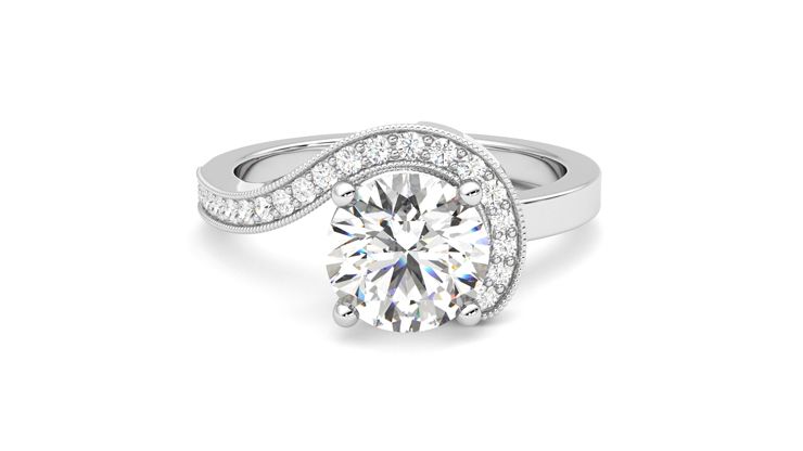 Taylor & Hart Comet Round Engagement Ring 360 degree image 1