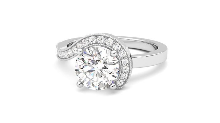 Taylor & Hart Comet Round Engagement Ring 360 degree image 27