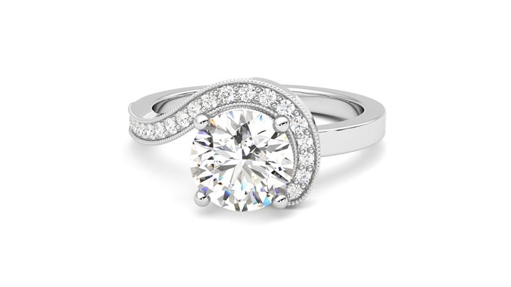 Taylor & Hart Comet Round Engagement Ring 360 degree image 28
