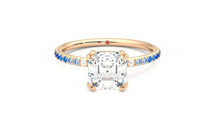 Taylor & Hart Damson Asscher Engagement Ring 360 degree image 0