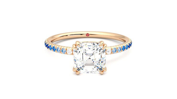 Taylor & Hart Damson Asscher Engagement Ring 360 degree image 1