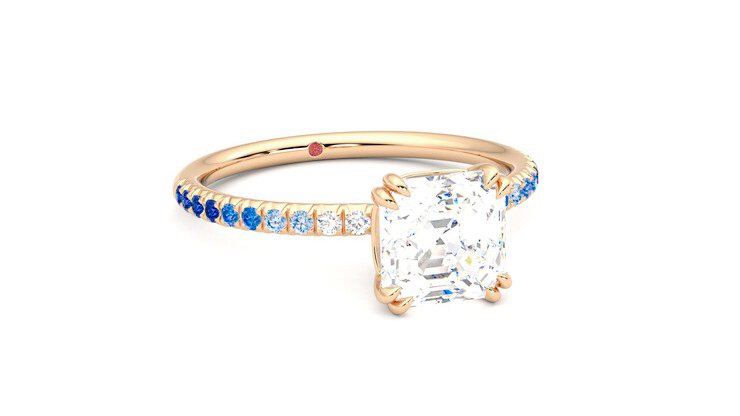 Taylor & Hart Damson Asscher Engagement Ring 360 degree image 4
