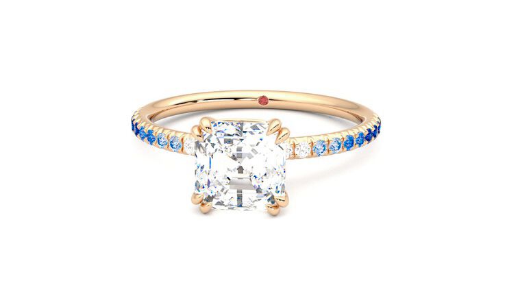 Taylor & Hart Damson Asscher Engagement Ring 360 degree image 28