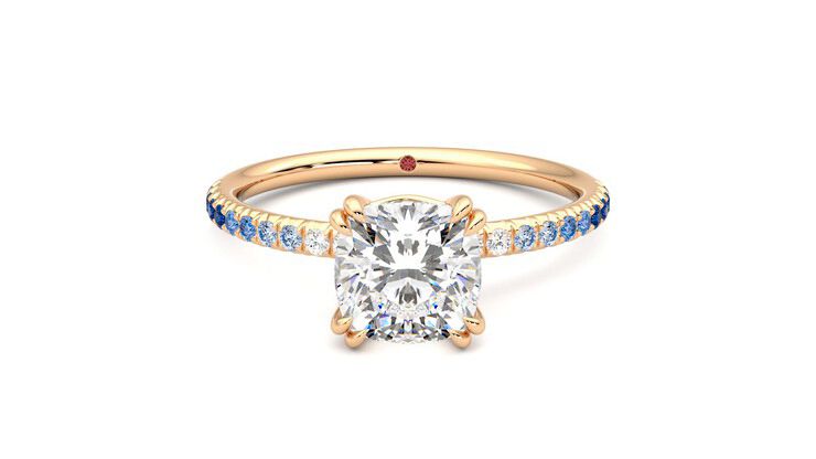 Taylor & Hart Damson Cushion Engagement Ring 360 degree image 0