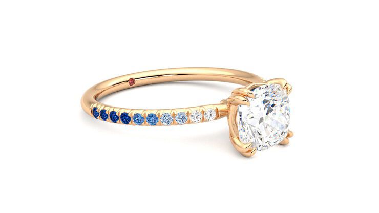 Taylor & Hart Damson Cushion Engagement Ring 360 degree image 6