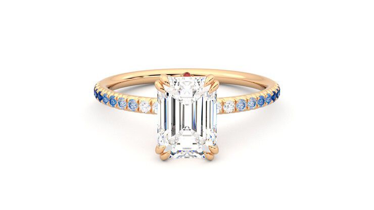 Taylor & Hart Damson Emerald Engagement Ring 360 degree image 0