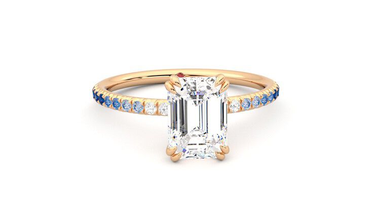 Taylor & Hart Damson Emerald Engagement Ring 360 degree image 2
