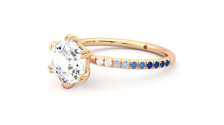 Taylor & Hart Damson Hexagonal Engagement Ring 360 degree image 24