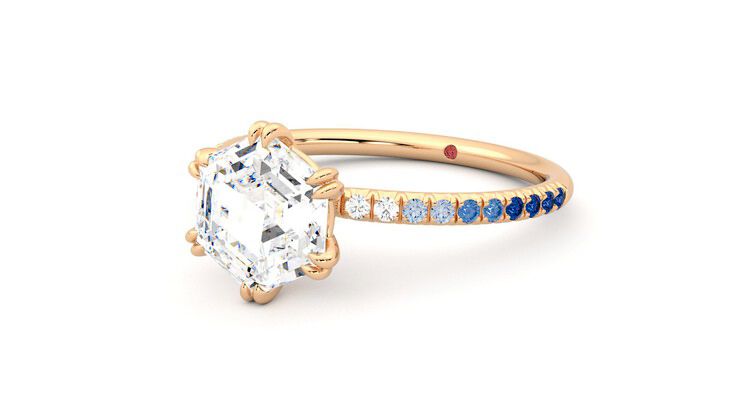 Taylor & Hart Damson Hexagonal Engagement Ring 360 degree image 25