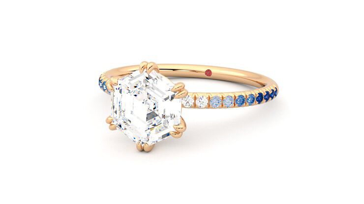 Taylor & Hart Damson Hexagonal Engagement Ring 360 degree image 26