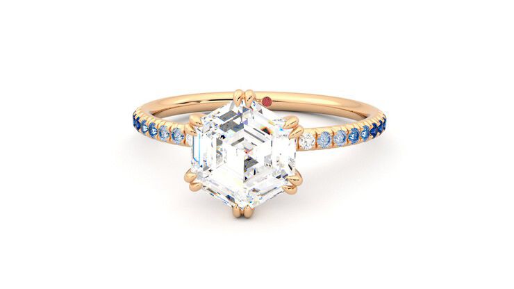 Taylor & Hart Damson Hexagonal Engagement Ring 360 degree image 28