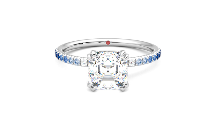 Taylor & Hart Damson Asscher Engagement Ring 360 degree image 0