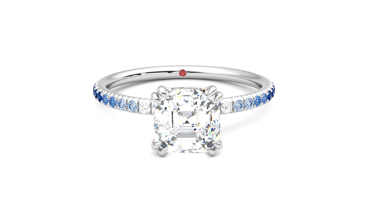 Taylor & Hart Damson Asscher Engagement Ring 360 degree image 1