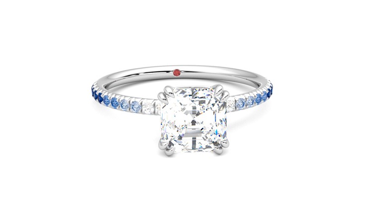Taylor & Hart Damson Asscher Engagement Ring 360 degree image 2