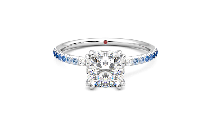 Taylor & Hart Damson Cushion Engagement Ring 360 degree image 0