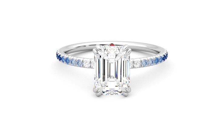 Taylor & Hart Damson Emerald Engagement Ring 360 degree image 0