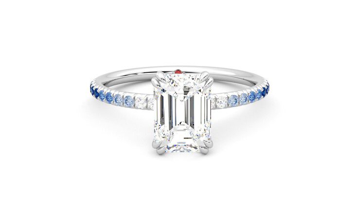 Taylor & Hart Damson Emerald Engagement Ring 360 degree image 1
