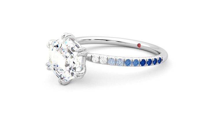Taylor & Hart Damson Hexagonal Engagement Ring 360 degree image 24