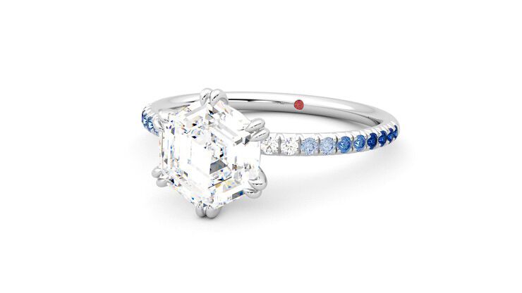 Taylor & Hart Damson Hexagonal Engagement Ring 360 degree image 26