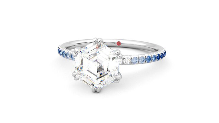 Taylor & Hart Damson Hexagonal Engagement Ring 360 degree image 27