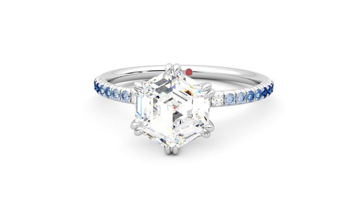 Taylor & Hart Damson Hexagonal Engagement Ring 360 degree image 28