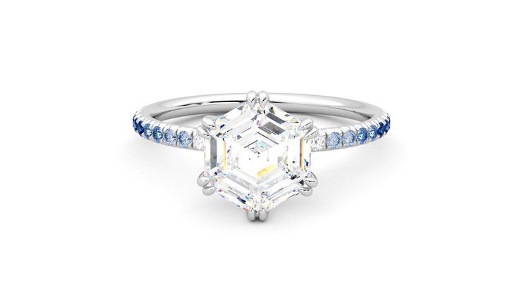 Taylor & Hart Damson Hexagonal Engagement Ring 360 degree image 29