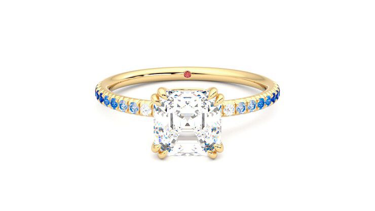 Taylor & Hart Damson Asscher Engagement Ring 360 degree image 0