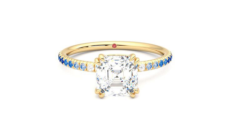 Taylor & Hart Damson Asscher Engagement Ring 360 degree image 1
