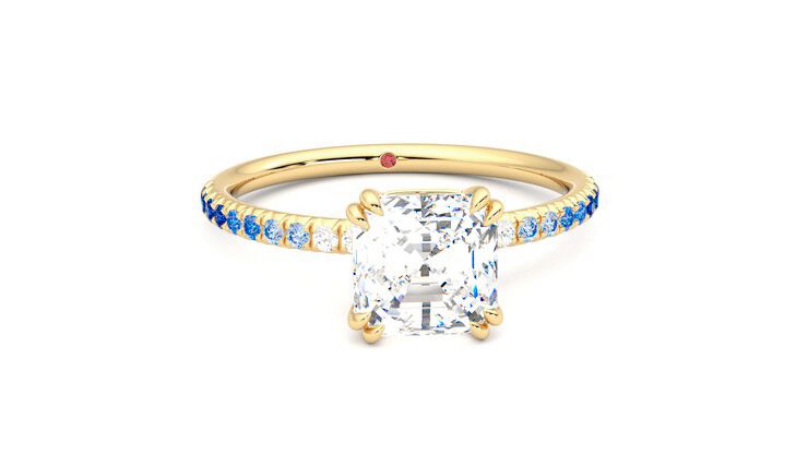 Taylor & Hart Damson Asscher Engagement Ring 360 degree image 2