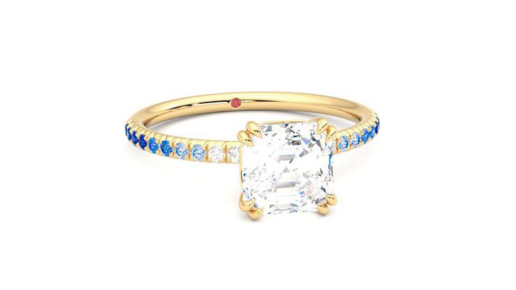 Taylor & Hart Damson Asscher Engagement Ring 360 degree image 3