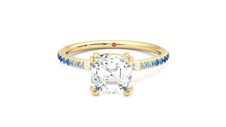 Taylor & Hart Damson Asscher Engagement Ring 360 degree image 29