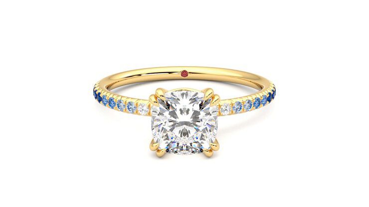 Taylor & Hart Damson Cushion Engagement Ring 360 degree image 0