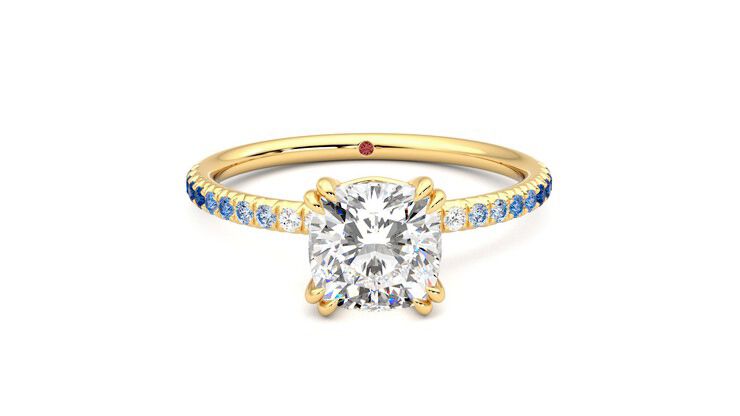 Taylor & Hart Damson Cushion Engagement Ring 360 degree image 1