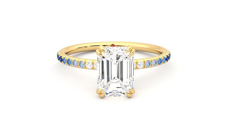 Taylor & Hart Damson Emerald Engagement Ring 360 degree image 1